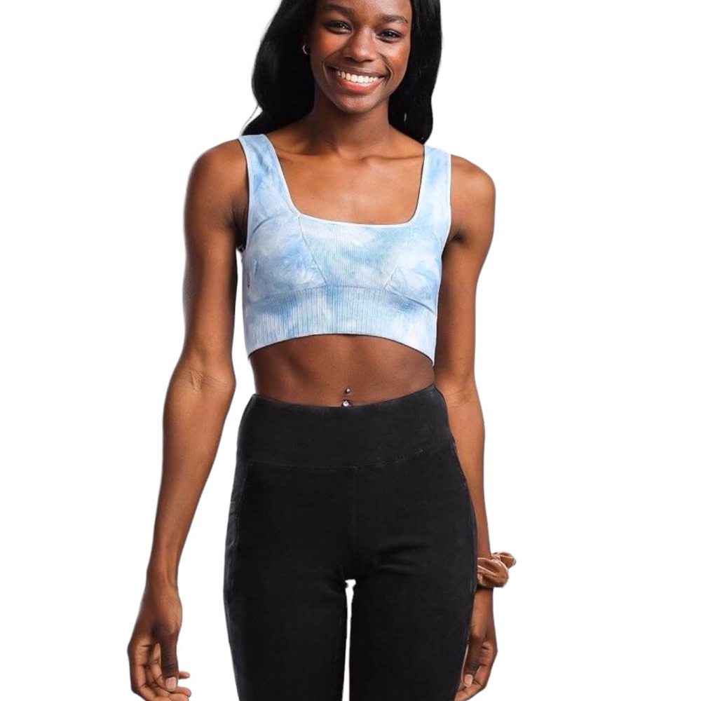 Free People Good Karma Tie Dye Square Neck Bra Women Color Aurora Blue Size M/L